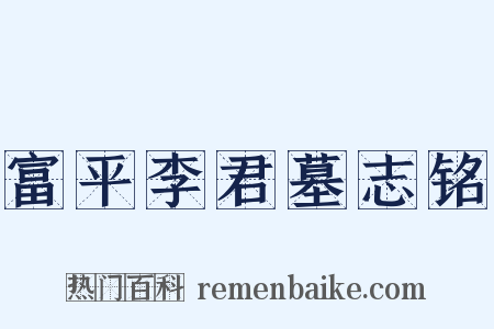 富平李君墓志铭是什么意思的图片